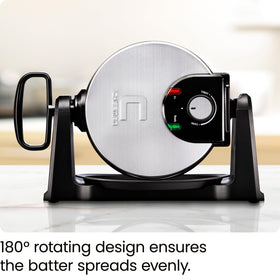 Chefman waffle maker showing adjustable timer for customizable browning.