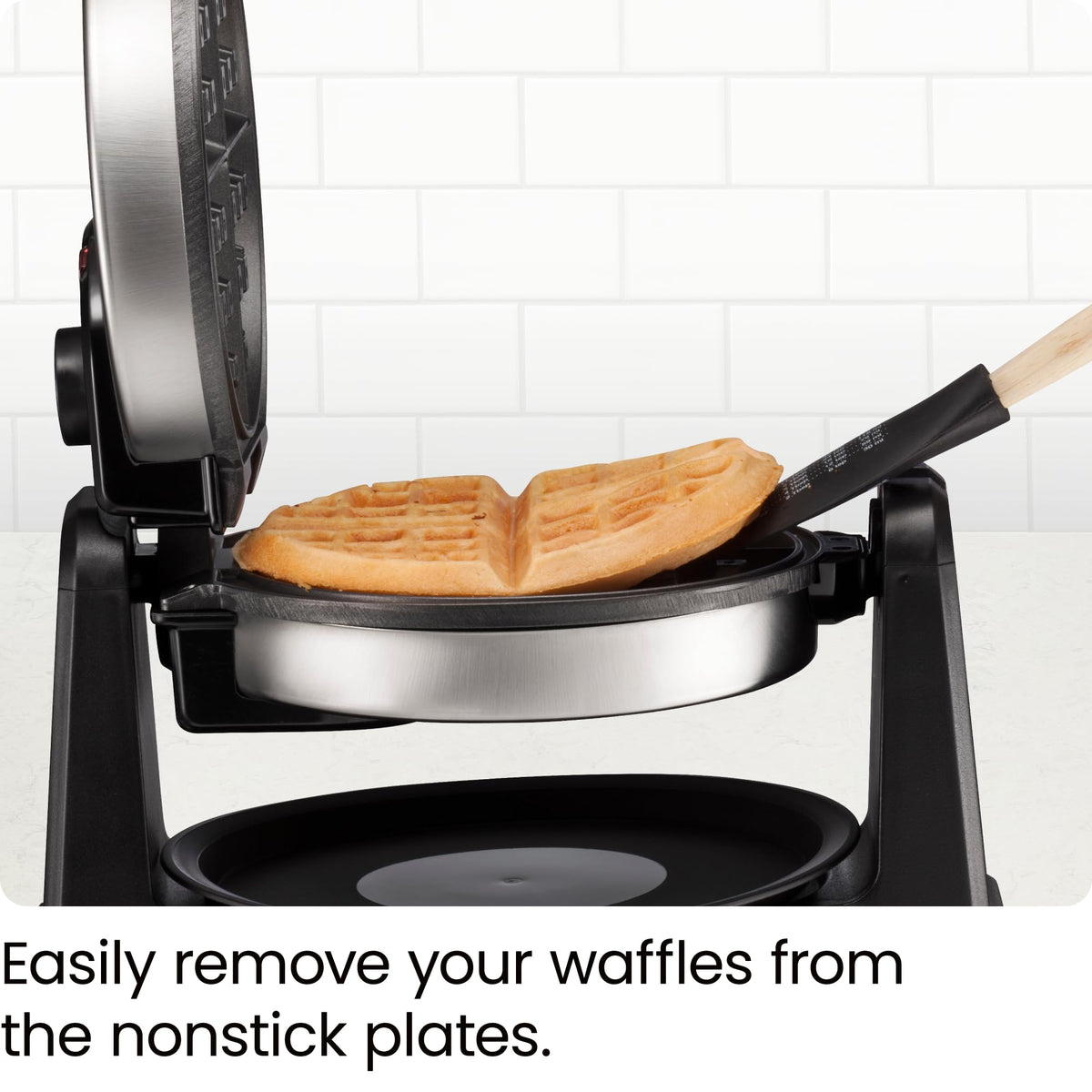 Chefman waffle maker with locking lid for safe storage.