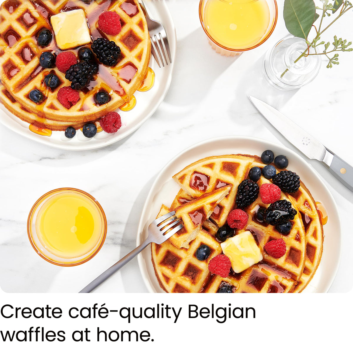 Chefman Belgian waffle maker with non-stick plates for easy release.