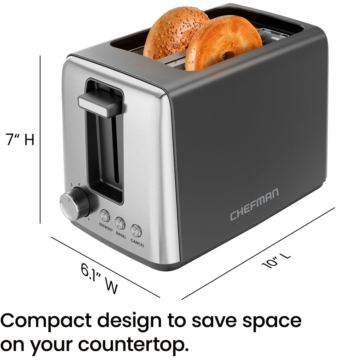 Chefman black toaster on counter adds sleek style and convenience