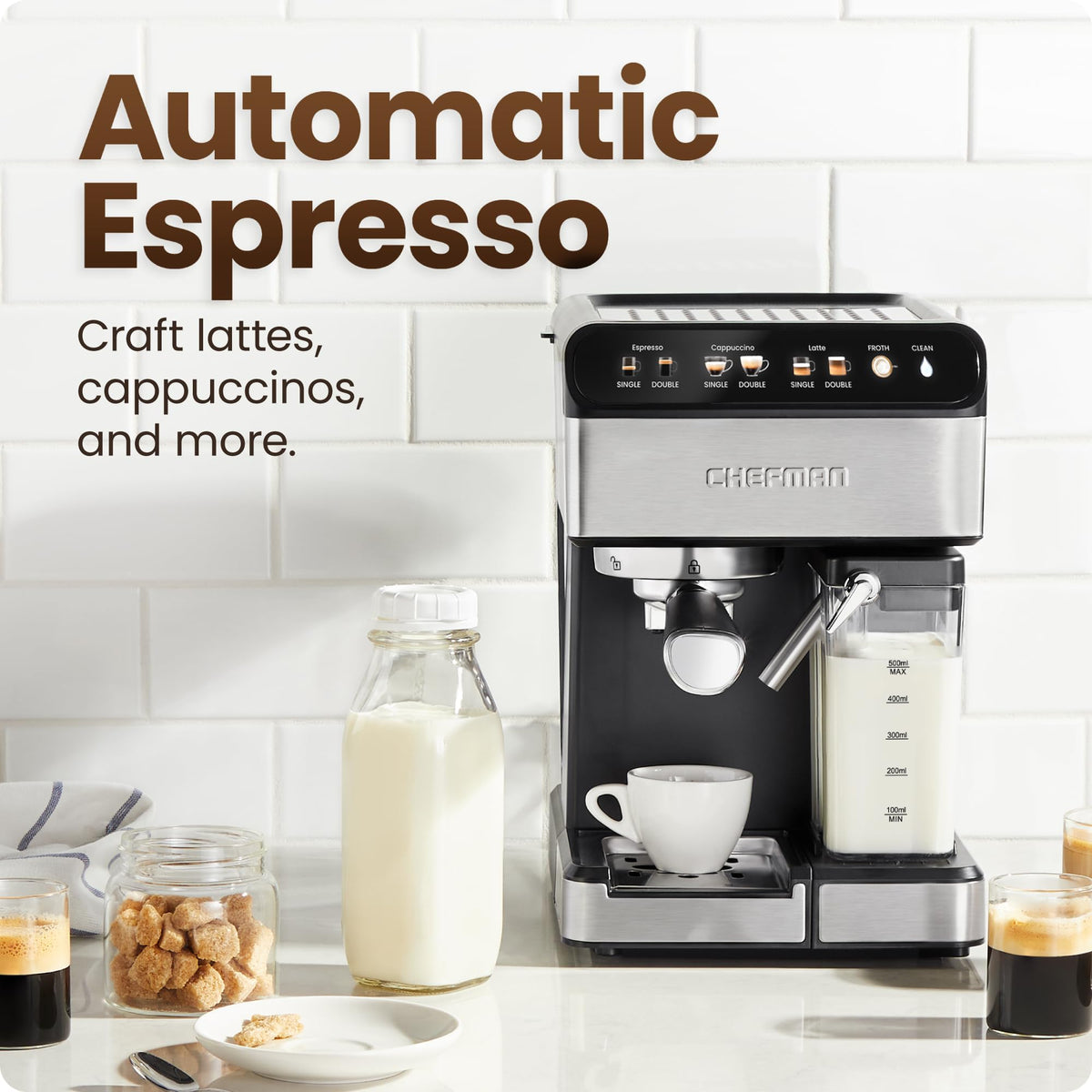 Chefman Cafemaster Pro 15-bar pump delivers rich crema quickly