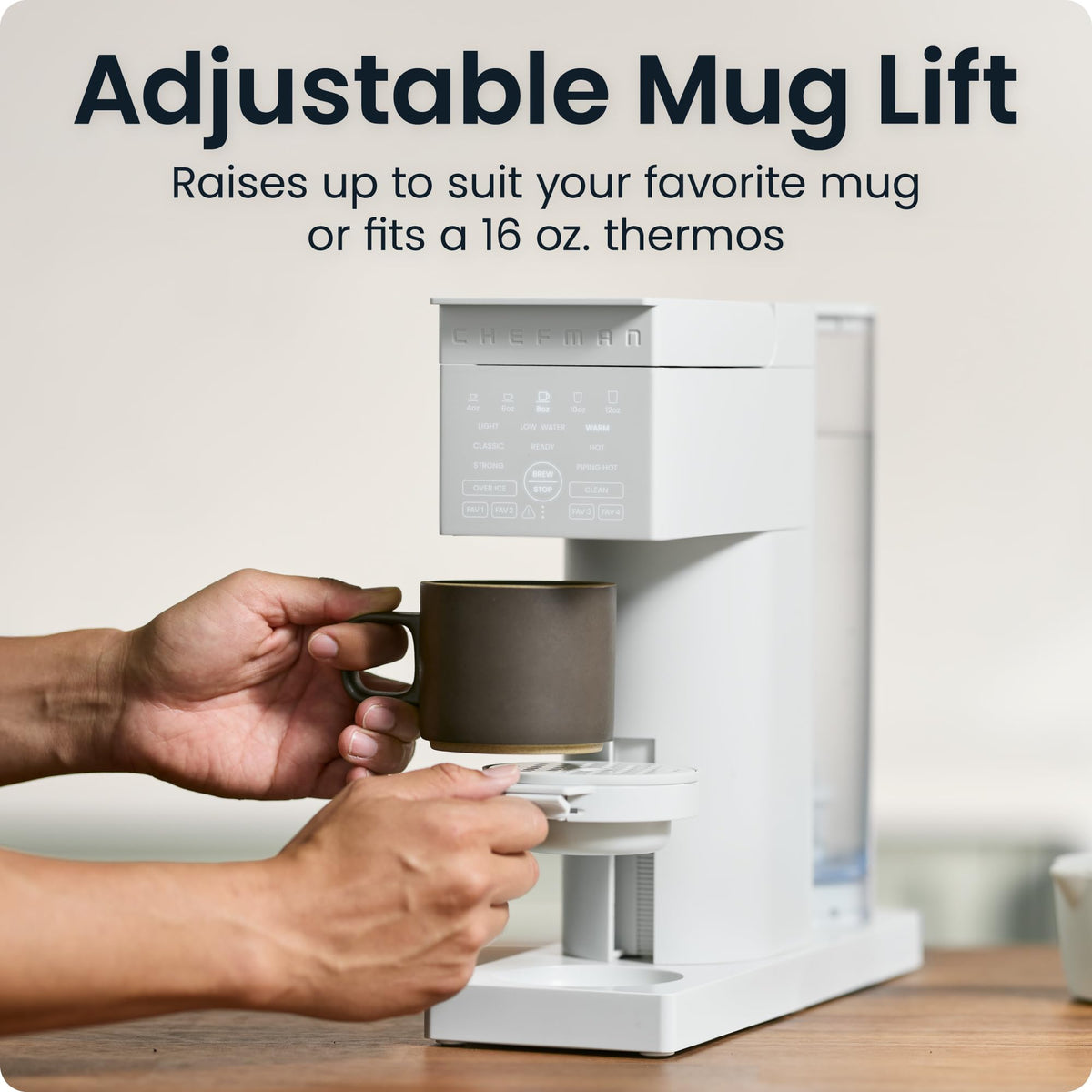 Chefman Caffeinator charcoal filter maintains clean, consistent flavor