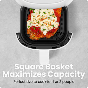 Chefman Compact Air Fryer basket demonstrating nonstick ease