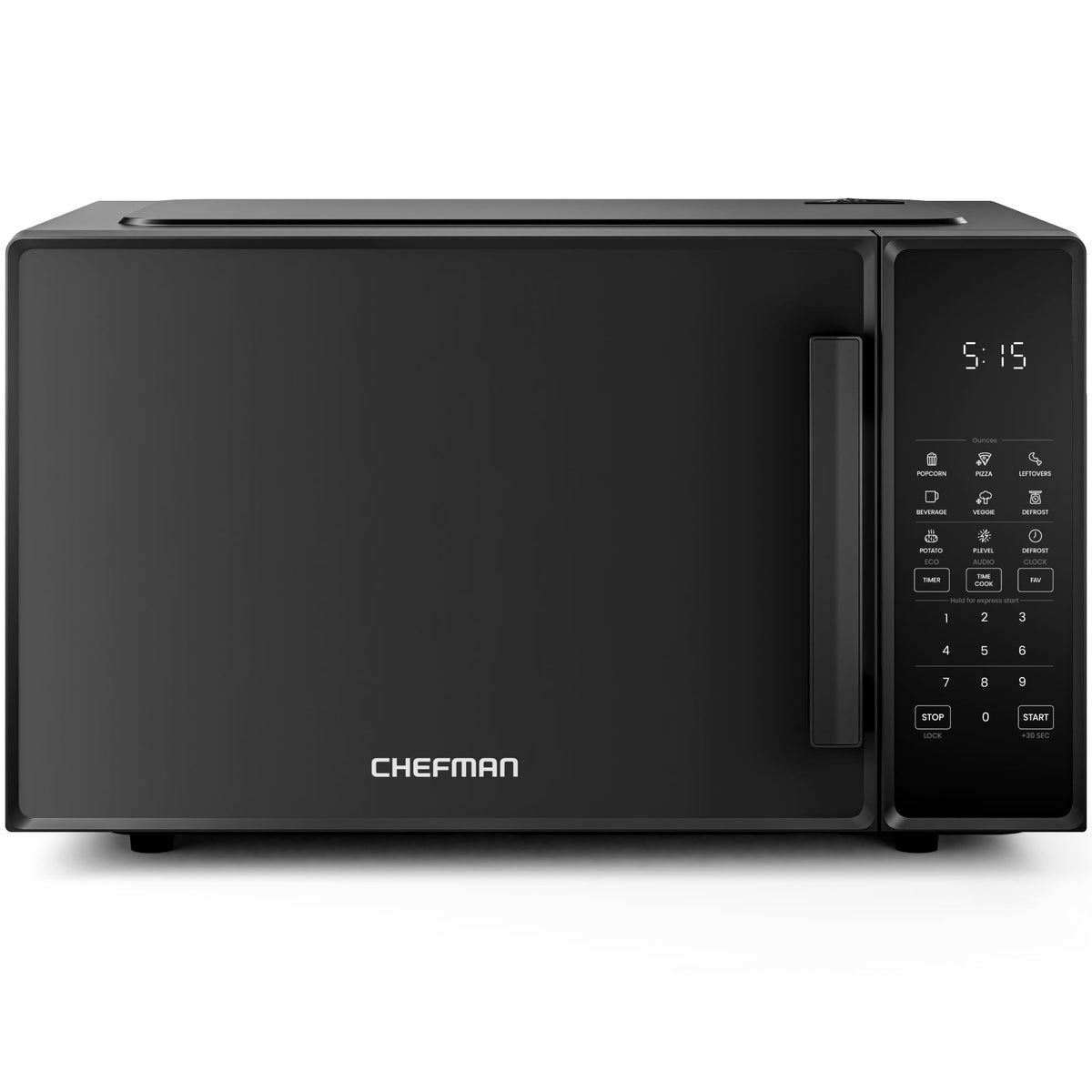 Chefman countertop microwave 1.1 cu ft offers a compact, space-saving design for small kitchens.