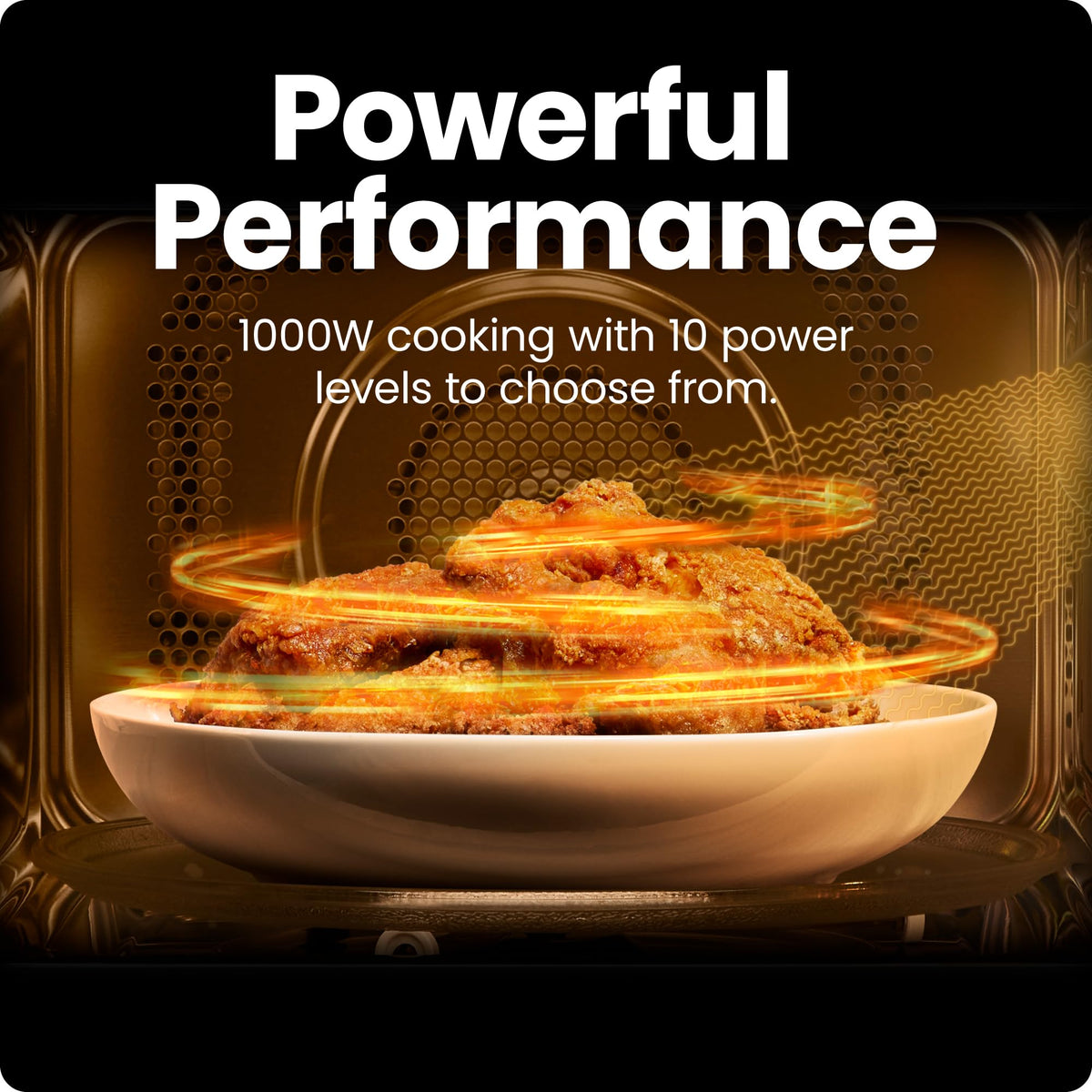 Chefman microwave eco-mode indicator demonstrates energy-saving standby.