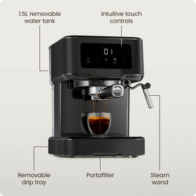 Chefman CraftBrew stainless black finish adds sleek kitchen style.