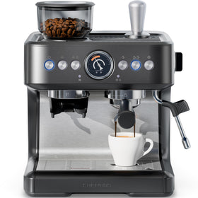 Chefman Crema Deluxe front view showing compact kitchen-ready espresso machine