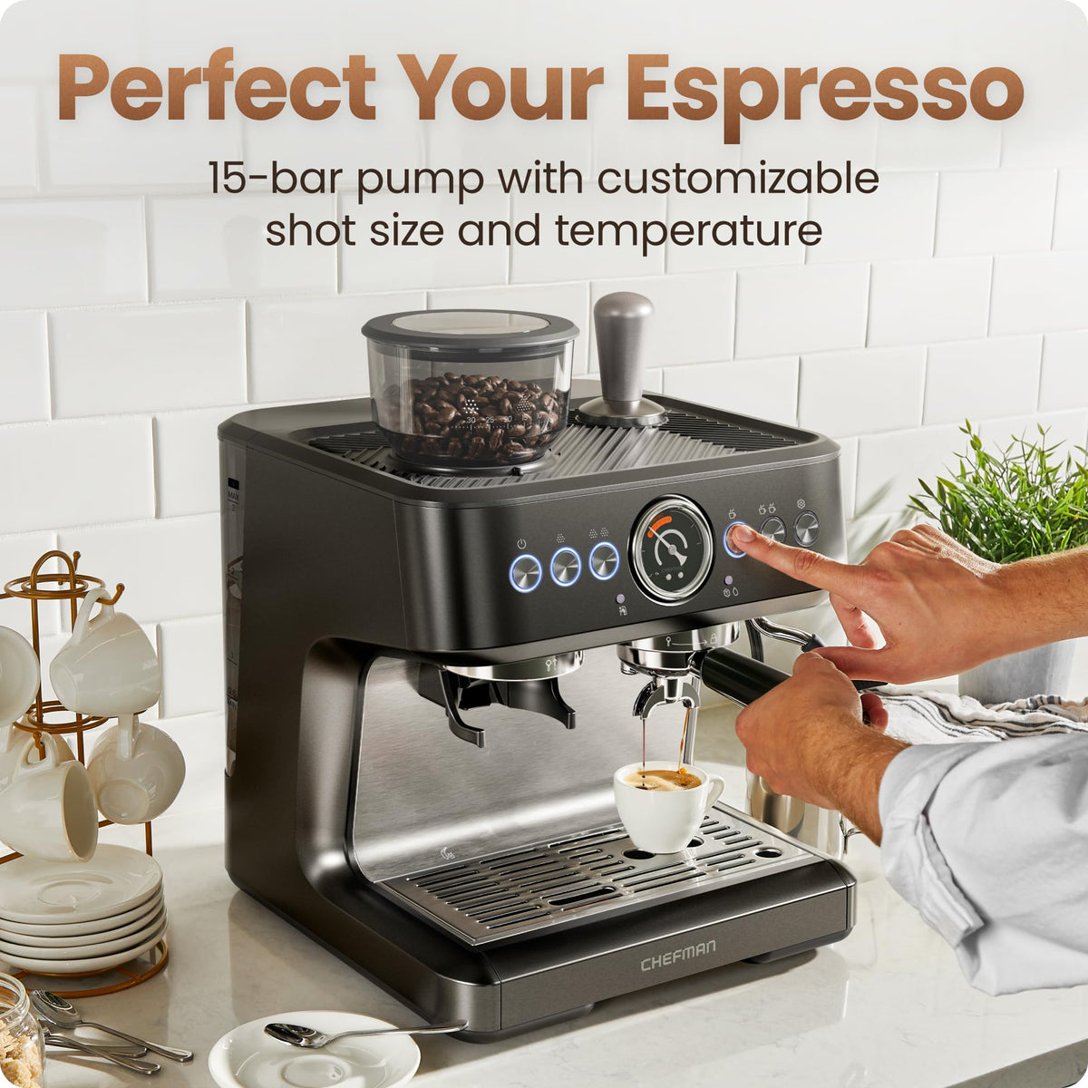 Chefman Crema Deluxe steam wand for milk froth and latte art prep