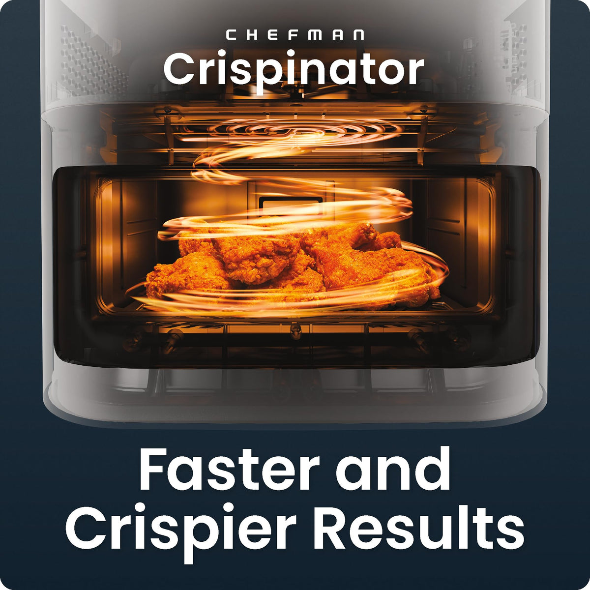 Chefman Crispinator control dials for precise time and temperature