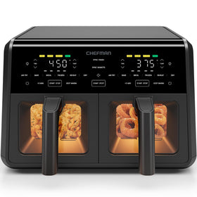 Chefman Dual Air Fryer Oven with two baskets enabling simultaneous cooking for mains and sides