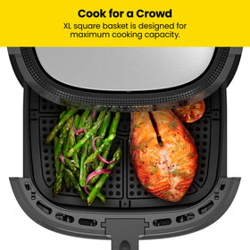Chefman Easy-View 8qt basket keeps enough for a family and is dishwasher-safe