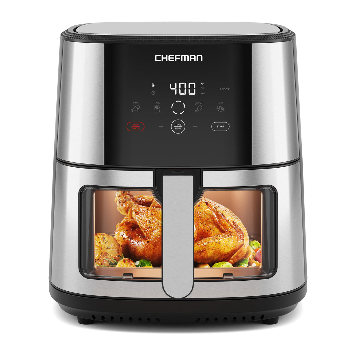 Chefman Easy-View Air Fryer with viewing window lets you monitor browning while preserving heat