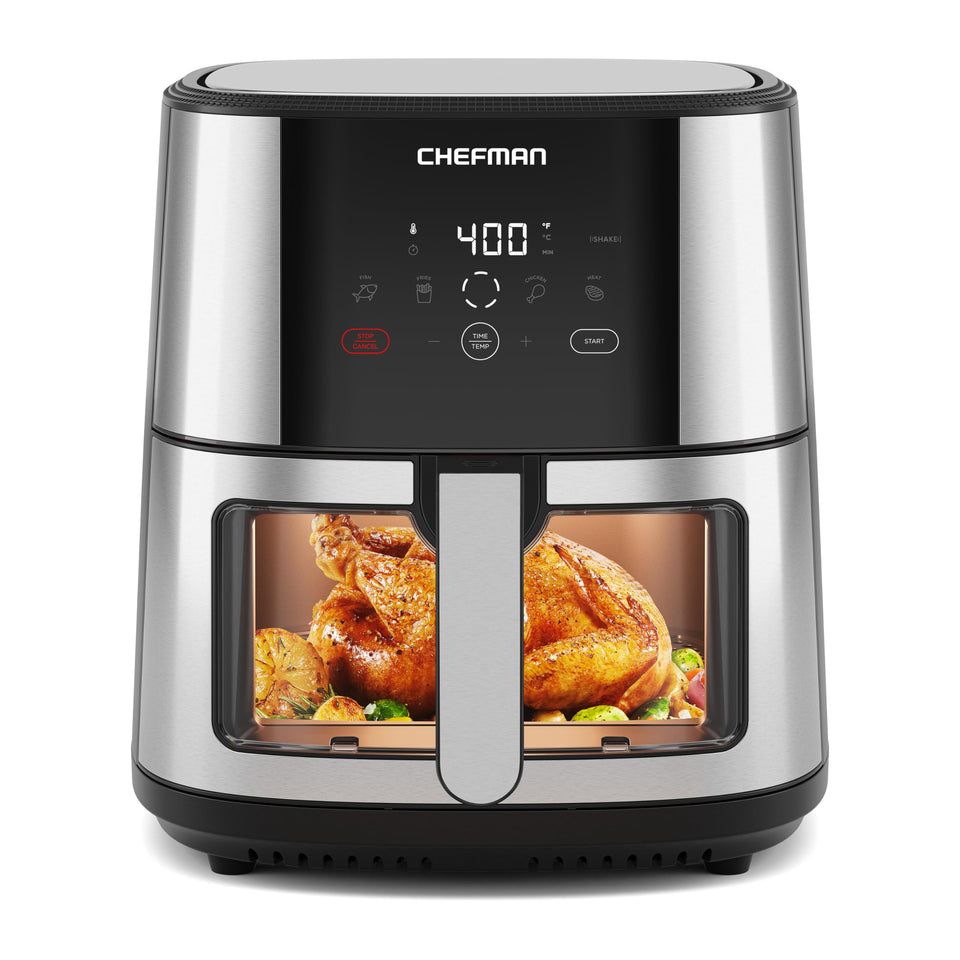 Chefman Easy-View Air Fryer with viewing window lets you monitor browning while preserving heat