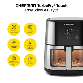 Chefman Easy-View digital control panel offers precise temps and times for consistent results