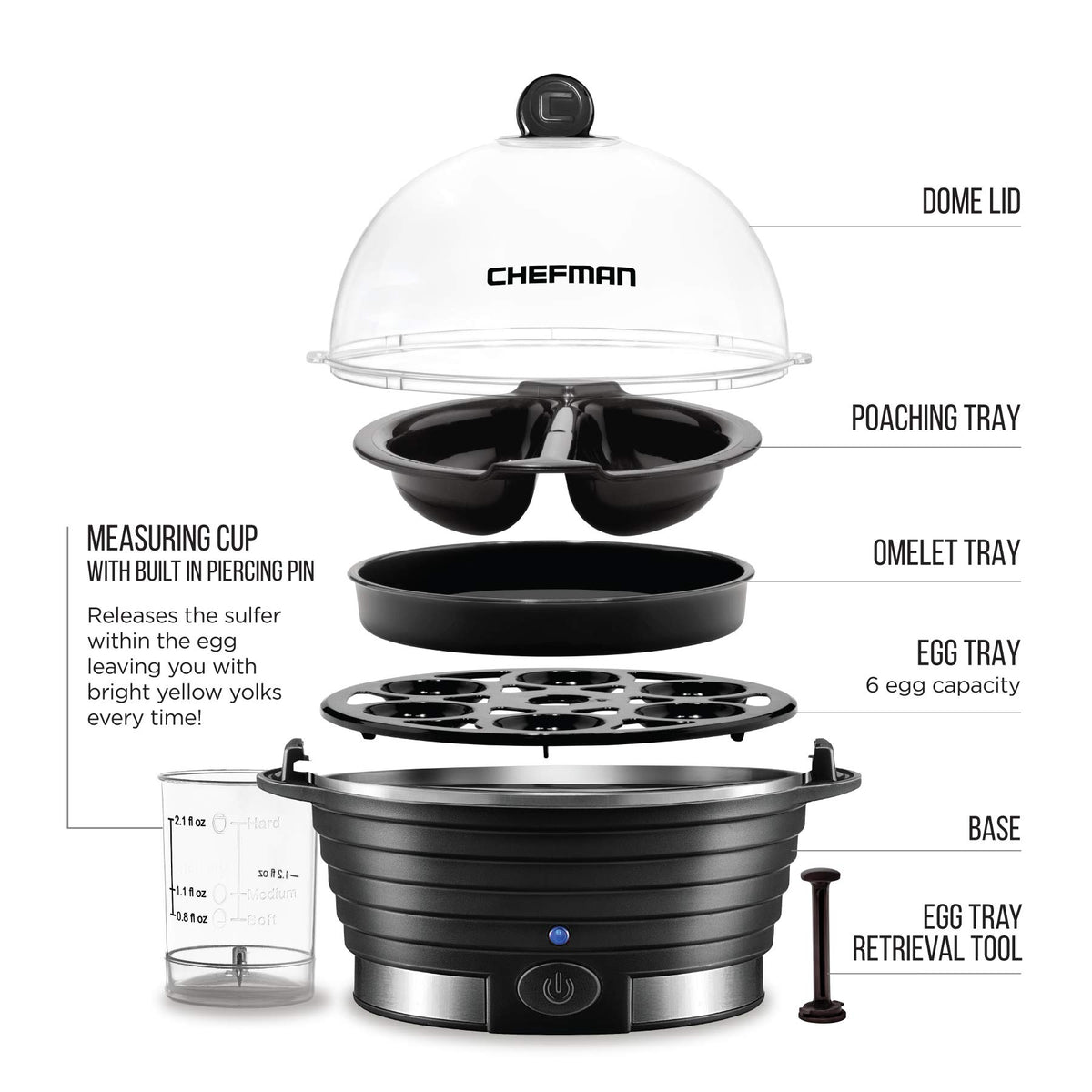 BPA-free lid of Chefman Egg Maker for safe steaming and cooking