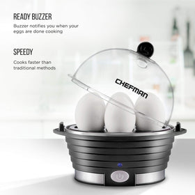 Poached eggs prepared with Chefman Egg Maker for tender, restaurant-style results