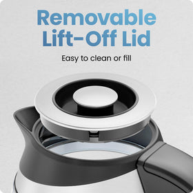 Chefman kettle on a 360-degree swivel base for easy cordless pouring