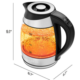 Chefman BPA-free stainless and glass 1.8L kettle for safe use