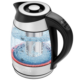 Chefman electric kettle glass kettle on base for fast, efficient heating