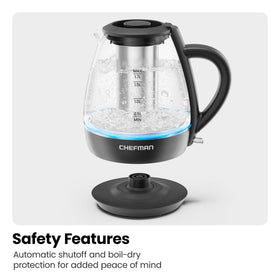 Chefman electric kettle lift-out lid for easy cleaning.