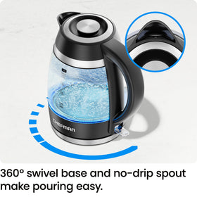 Chefman electric kettle stainless steel filter for clean, filtered boiling