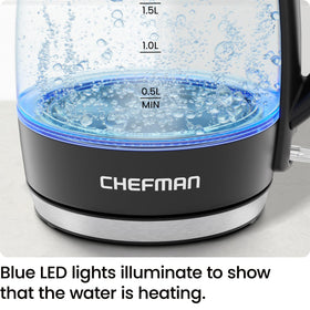 Chefman electric kettle 360 swivel base for cordless pouring freedom