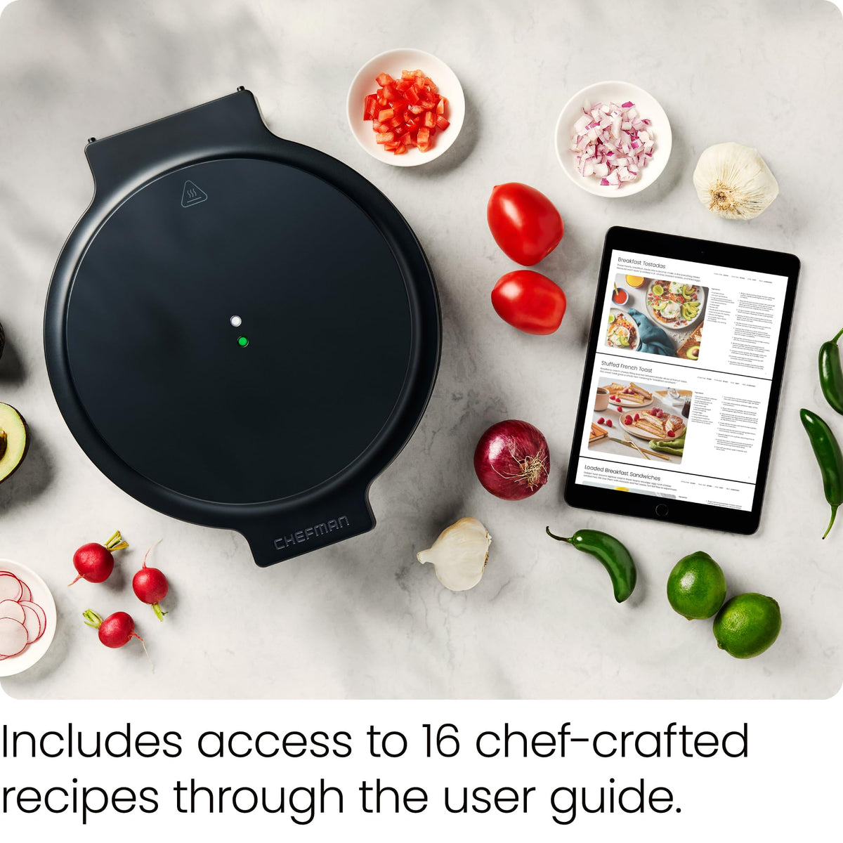 Chefman Everything Maker LED indicator lights show preheat status