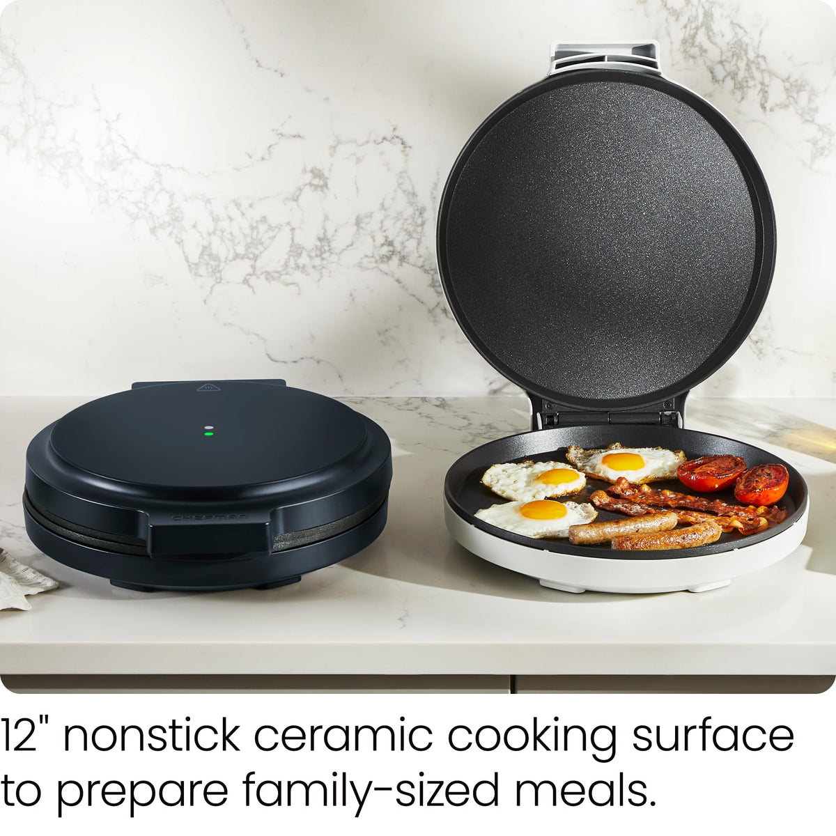 Chefman Everything Maker 12-inch nonstick plate facilitates easy release and quick cleanup