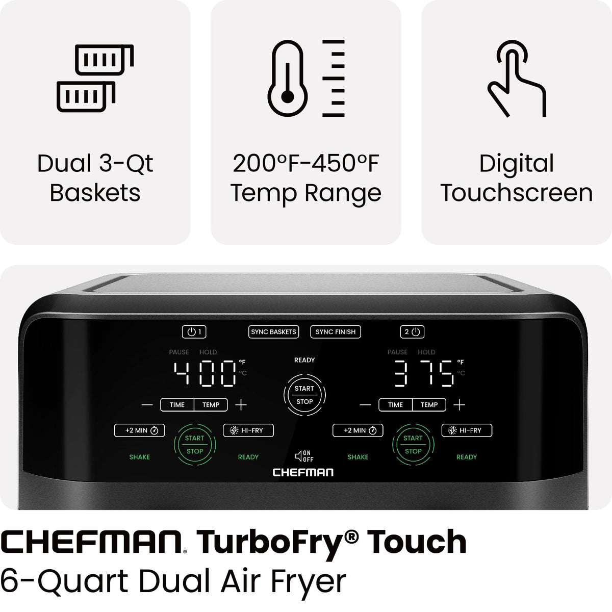 Hi-Fry crisp function delivering extra crisp at 450°F