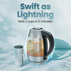 Chefman Lightning kettle showing digital temperature control for precise steeping.