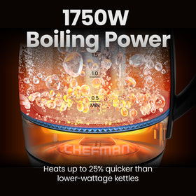 Chefman Lightning kettle with Keep Hot feature maintaining temp for hours.