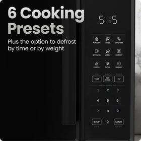Chefman microwave door open in black for easy loading
