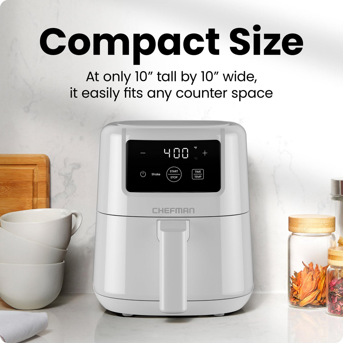 Chefman Mini Air Fryer with shake reminder for crispy, even results