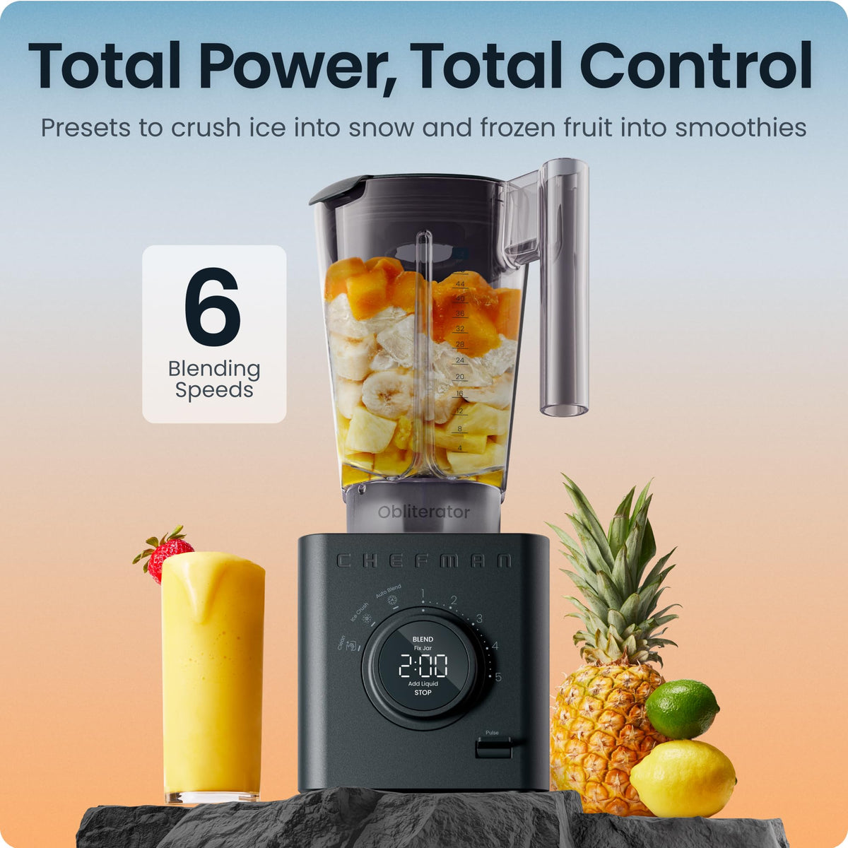 Chefman Obliterator dishwasher-safe accessories simplify cleanup after blending.