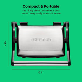 Chefman panini press easy-cleaning features for quick upkeep.