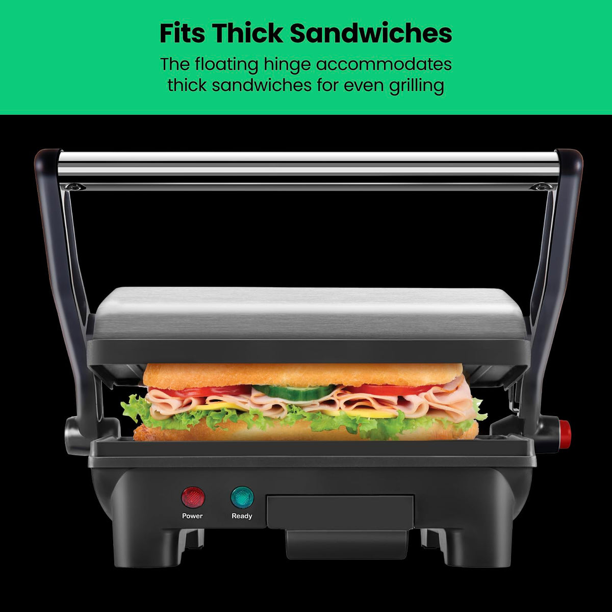 Chefman panini press non-stick plates simplify food release and cleaning.