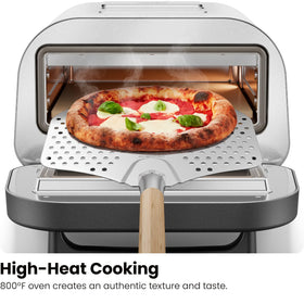 Chefman Indoor Pizza Oven reaches 800F for crisp, bubbly crust.