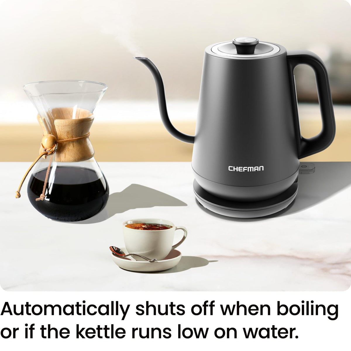 Chefman gooseneck kettle auto shut-off for safe operation