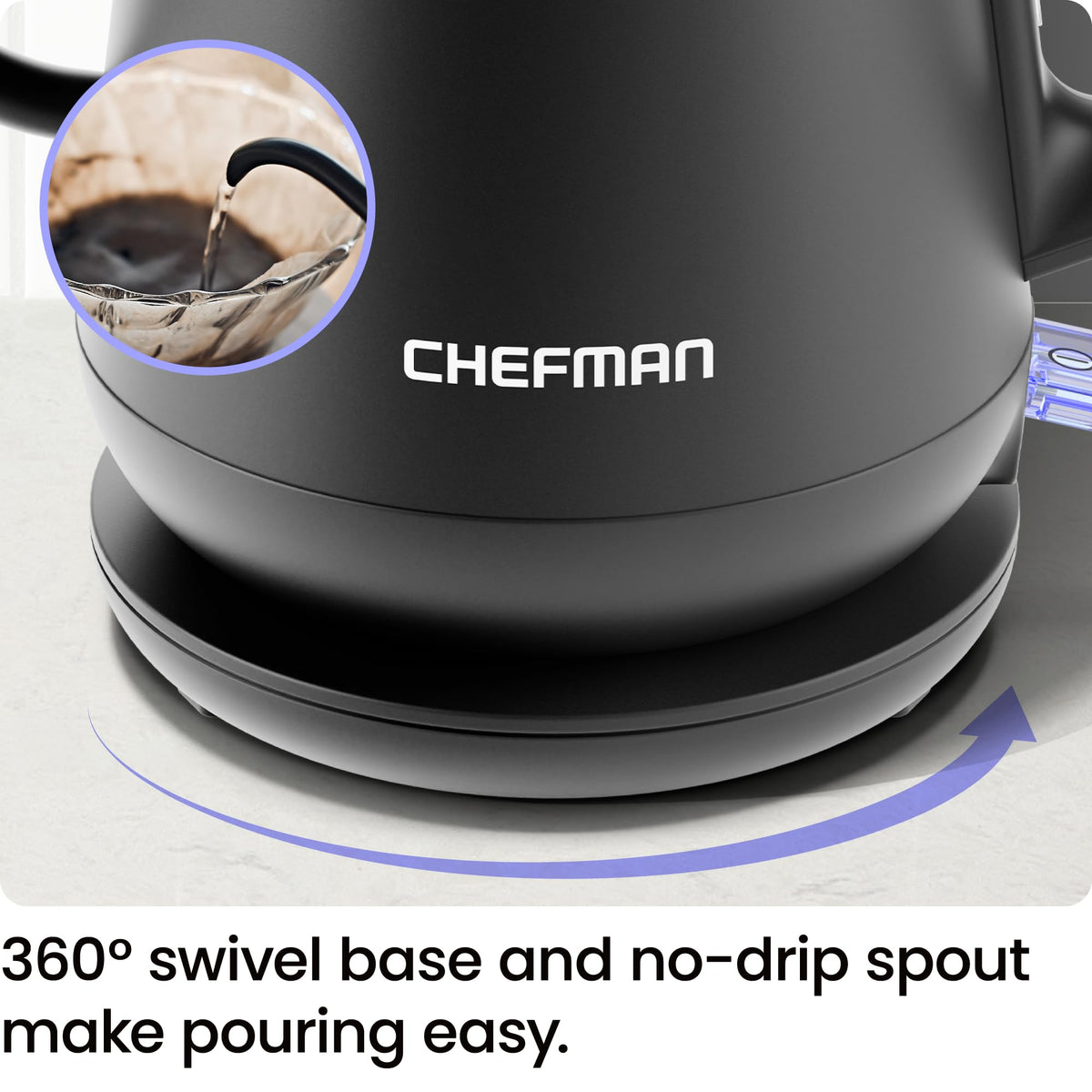 Chefman gooseneck cordless pour for easy transfer to another room