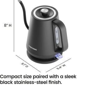Chefman gooseneck kettle stainless-steel finish adds modern style