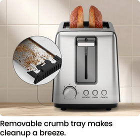 Chefman removable crumb tray for easy cleanup after toasting
