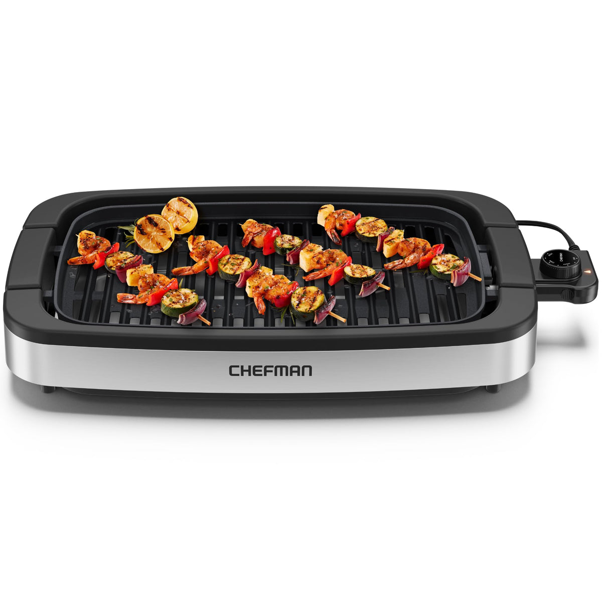 Chefman smokeless indoor grill exterior view on a kitchen counter.