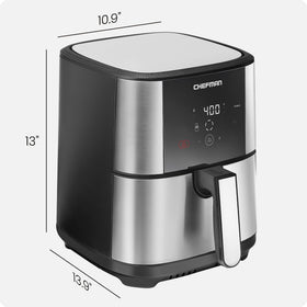 Chefman TurboFry Touch air fryer removable parts are dishwasher-safe for easy cleanup.