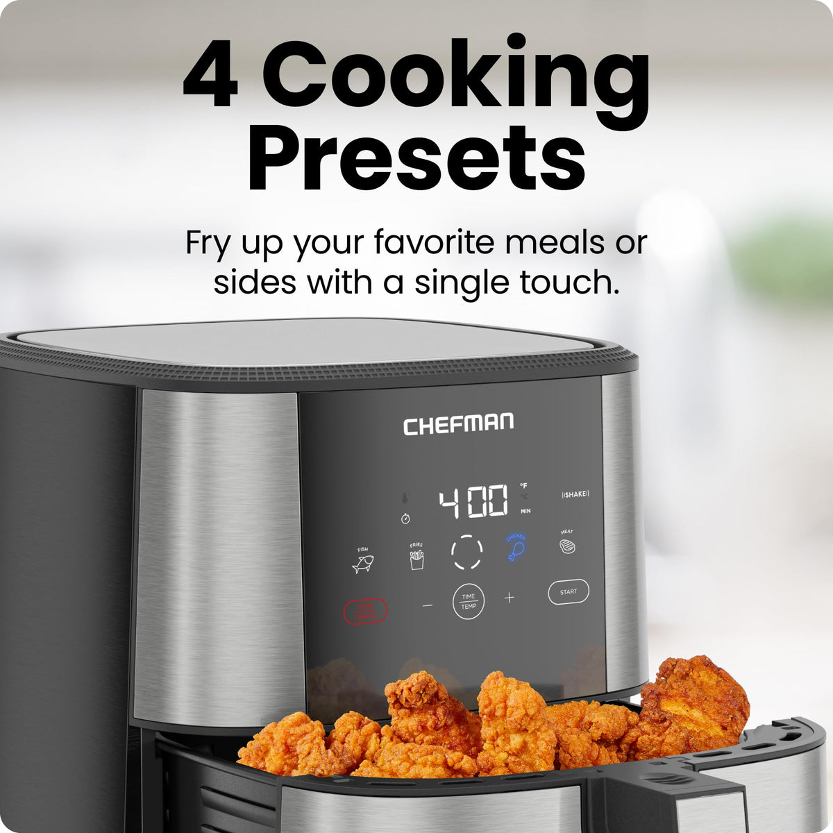 Chefman TurboFry Touch air fryer french fries achieve crispy edges.
