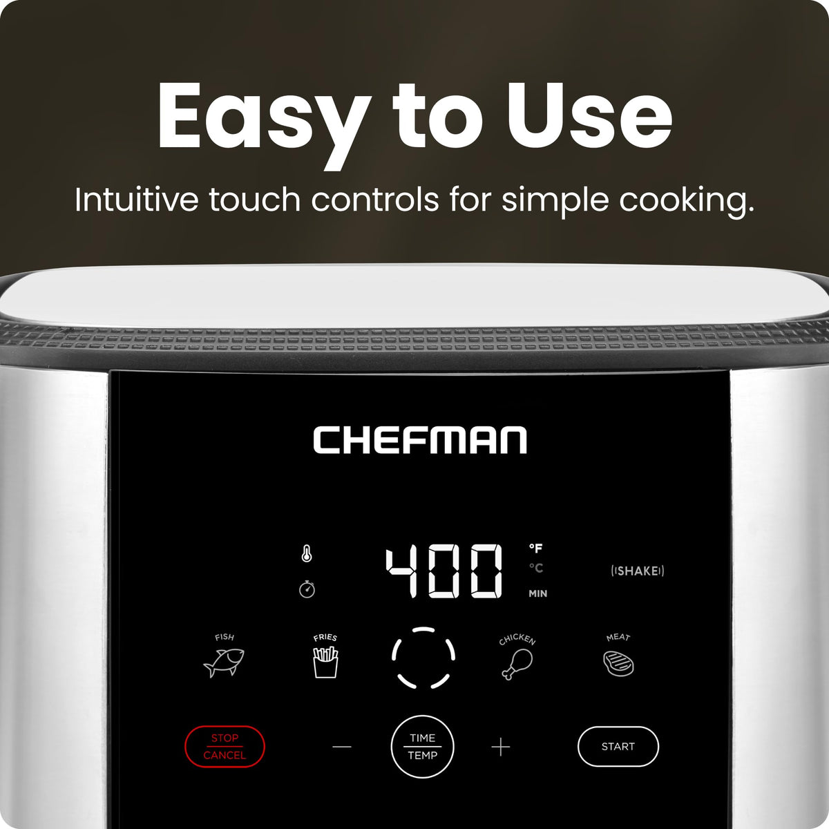 Chefman TurboFry Touch air fryer interior cooking food evenly.