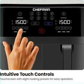 Digital controls panel on Chefman TurboFry offers eight presets for simple, precise cooking.