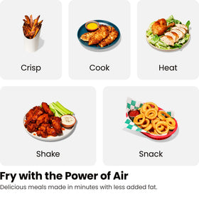 Chefman TurboFry Touch Dual Air Fryer dual baskets enable cooking two foods at once for efficient family meals.