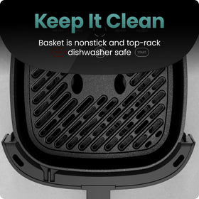 Chefman TurboX dishwasher-safe-basket demonstrates easy cleanup after meals.