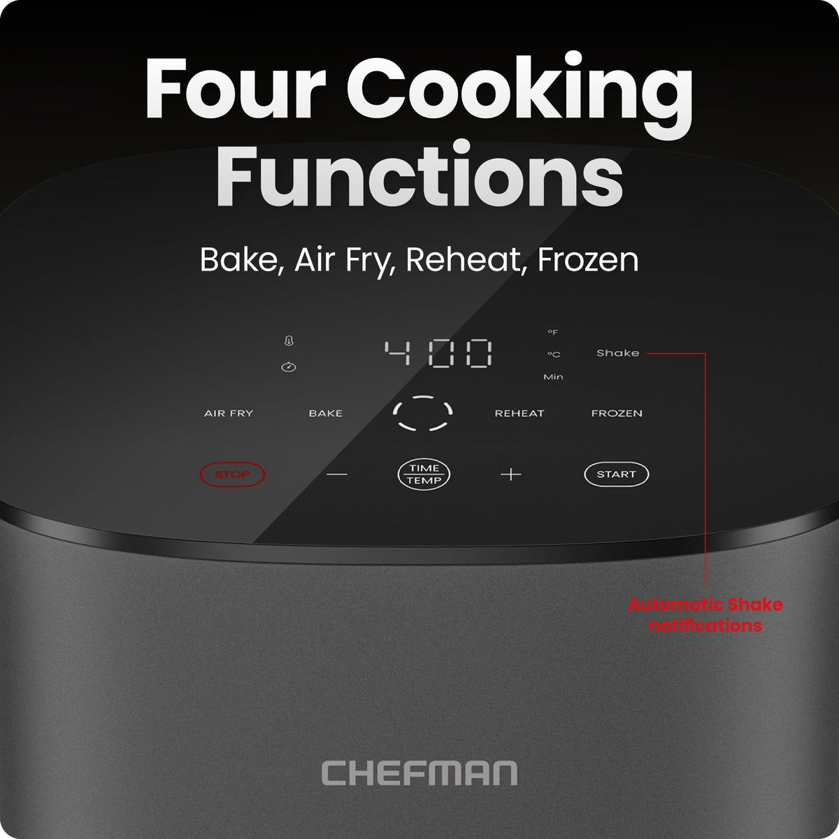 Chefman TurboX x-shaped-airflow close-up highlights even cooking.