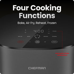 Chefman TurboX x-shaped-airflow close-up highlights even cooking.